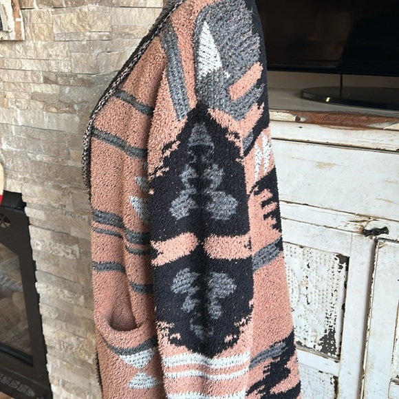 Davi & Dani camel black gray open front western aztec jacket cardigan pockets - Picture 9 of 16